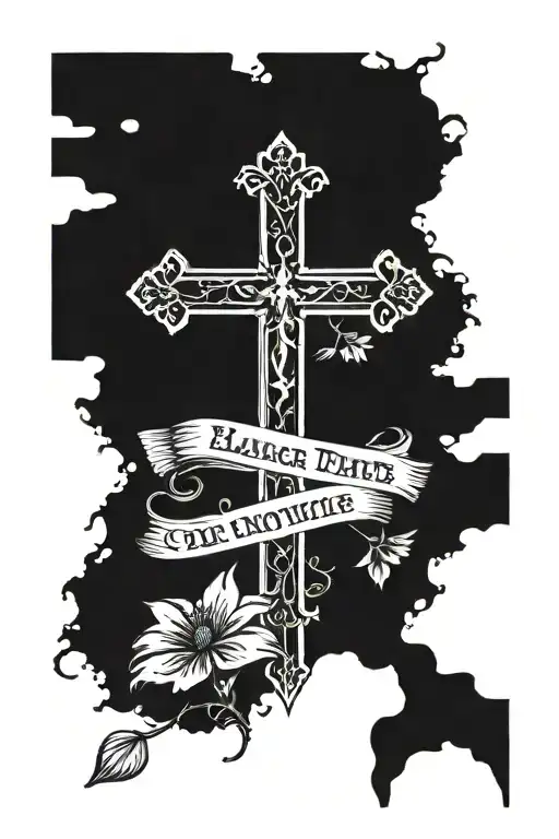 cross with date of birth and death   tattoo design idea