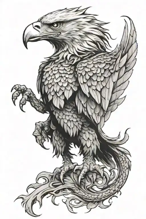 eagle transforming into dragon tattoo design idea