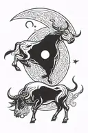 Taurus and moon merging together tattoo design idea