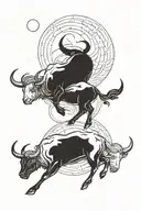Taurus and moon merging together tattoo design idea