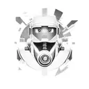 A futuristic robot character from a popular Playstation game battling in a Fortnite-inspired arena tattoo design idea