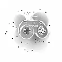 A minimalist dotwork tattoo of a gaming controller with subtle Fortnite elements incorporated tattoo design idea