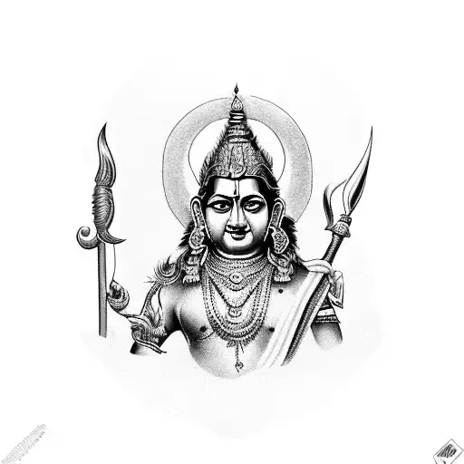 A detailed portrait of Lord Shree Rama wielding his divine bow tattoo design idea