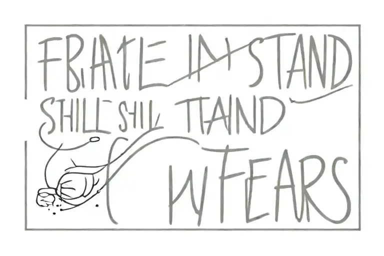 the frase "still I stand through my fears" tattoo design idea