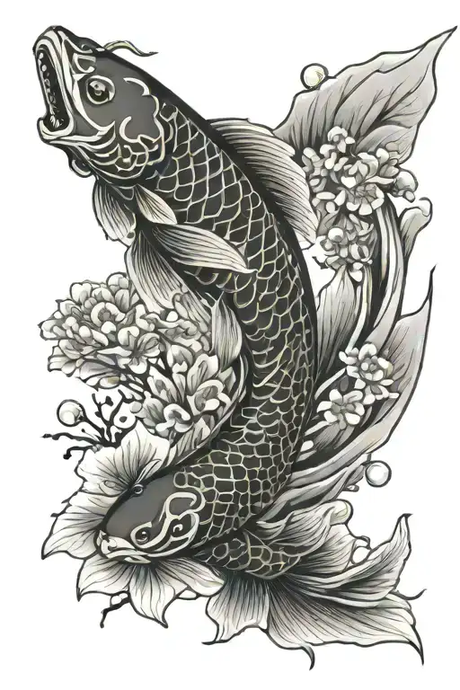 koi fish japanese dragon japanese bird flying cherry blossom tree element sleeve arm tattoo design idea