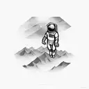 astronaut floating in space tattoo design idea
