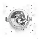 astronaut floating in space tattoo design idea