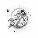 astronaut floating in space tattoo design idea