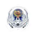 austronaut with reflection in helm tattoo design idea