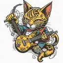 Heavy Metal Cat playing tattoo design idea