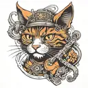 Heavy Metal Cat playing tattoo design idea