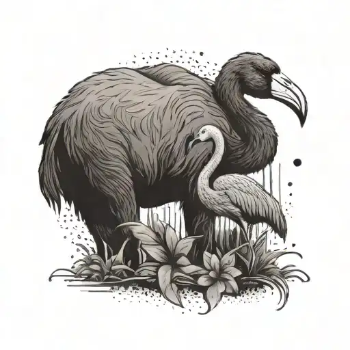 A tattoo design featuring a majestic flamingo and a strong bear symbolizing the client's favorite animals tattoo design idea