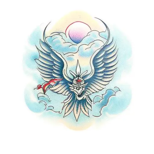 arm tattoo design with garuda / sky / tattoo design idea