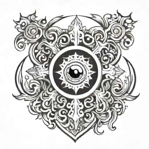orthodox Cross surrounded und a eye surrounded tattoo design idea
