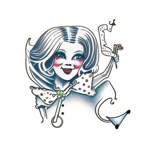 Charming portrait of Sally the rag doll dancing with her beloved Jack tattoo design idea