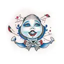 Charming portrait of Sally the rag doll dancing with her beloved Jack tattoo design idea