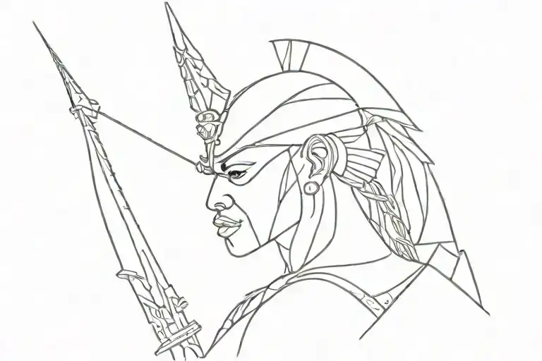 African warrior surrounded tattoo design idea