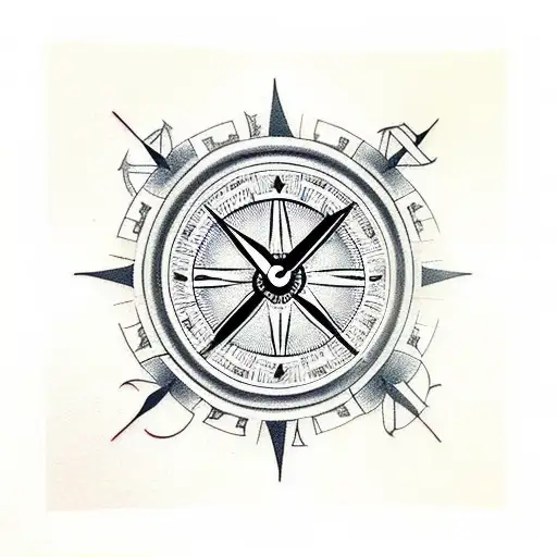 Clock and on sale compass tattoo