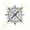 clock compass tattoo design idea