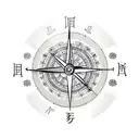 clock compass tattoo design idea