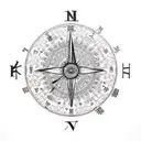 clock compass tattoo design idea