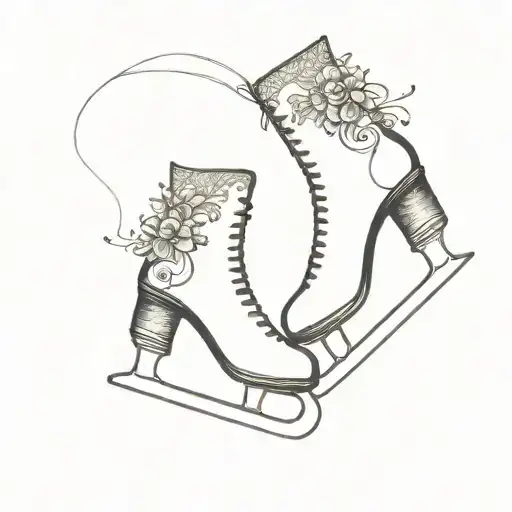 Elegant ice skate silhouette with intricate lace details tattoo design idea
