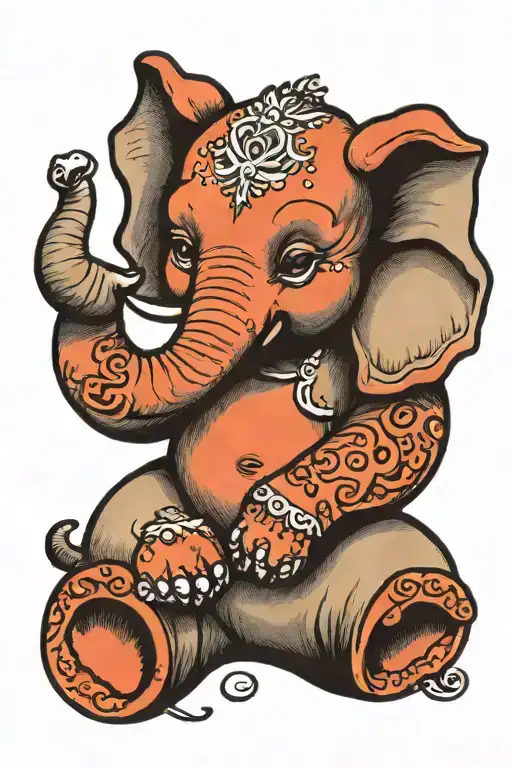 baby elephant sitting tattoo design idea