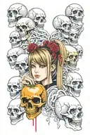 misa misa from death note, skulls present, ominous tattoo design idea