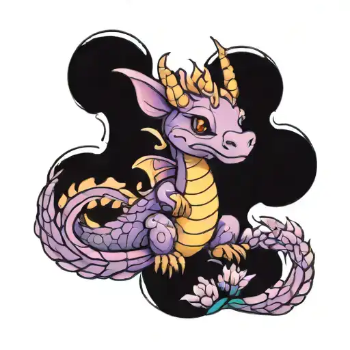 cute lavender dragon tattoo design idea