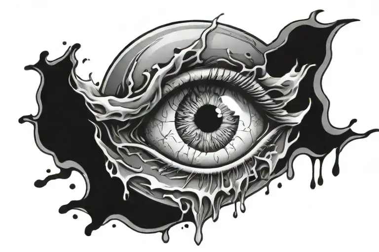 A eyeball in the deep background  tattoo design idea
