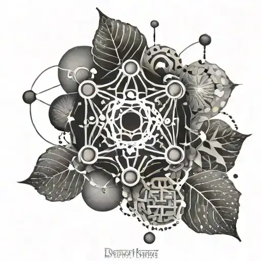 Design a tattoo depicting a chemical structure of dopamine with abstract elements to convey its importance in happiness tattoo design idea