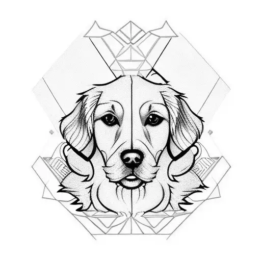 half maltese face and half golden retrieve face  tattoo design idea