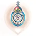 human Heart clock turning to sand tattoo design idea