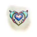 human Heart clock turning to sand tattoo design idea
