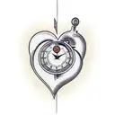 human Heart clock turning to sand tattoo design idea