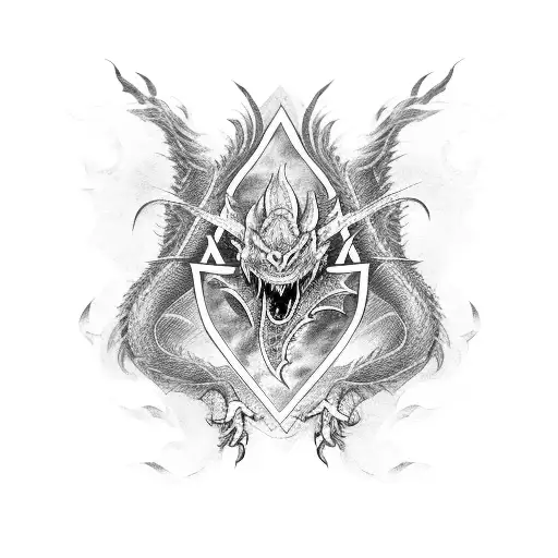 A fierce dragon engaged in combat with a warrior tattoo design idea