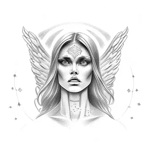 number 8 with angel halo on top tattoo design idea
