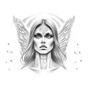 number 8 with angel halo on top tattoo design idea