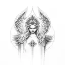 number 8 with angel halo on top tattoo design idea