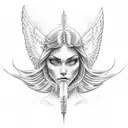 number 8 with angel halo on top tattoo design idea