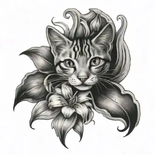 lillies and cat paw prints leading tattoo design idea