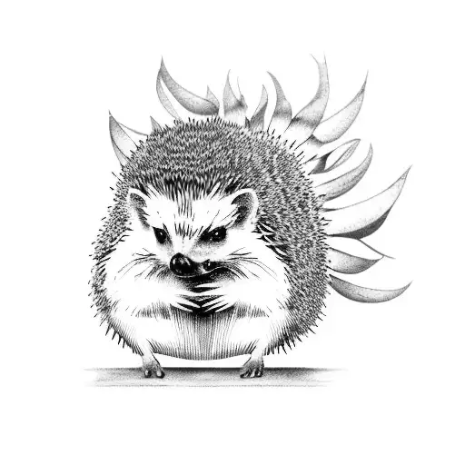 hedgehog bluebells acorns mushrooms tattoo design idea