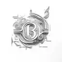 D and B letters combined cursive style tattoo design idea