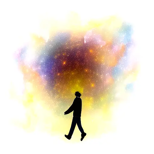 man wandering in universe  tattoo design idea