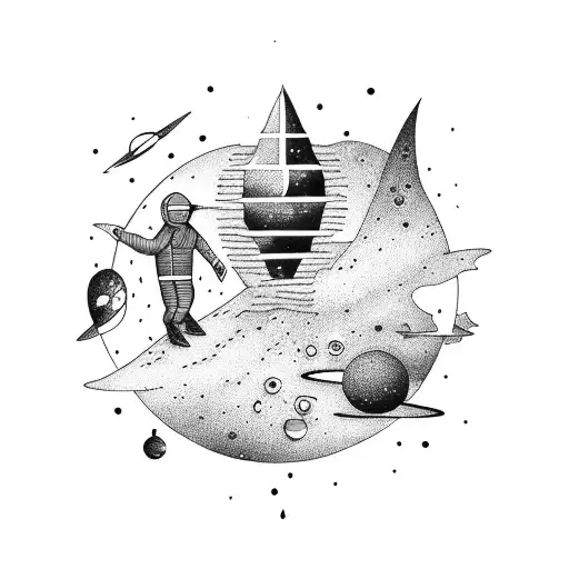 man wandering in space  tattoo design idea