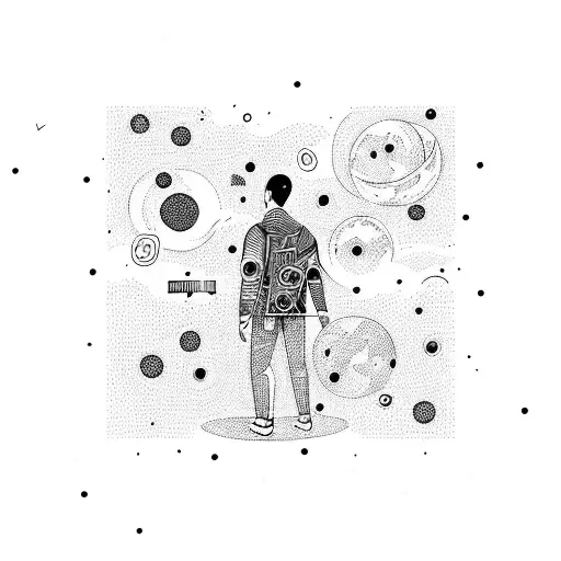 man wandering in universe  tattoo design idea