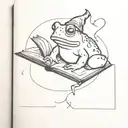 witchy toad on spell books tattoo design idea