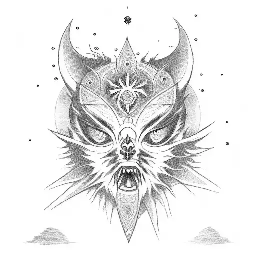 Sun and Moon gothic tattoo design idea