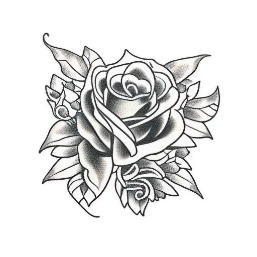 panther color black whit roses tattoo design idea