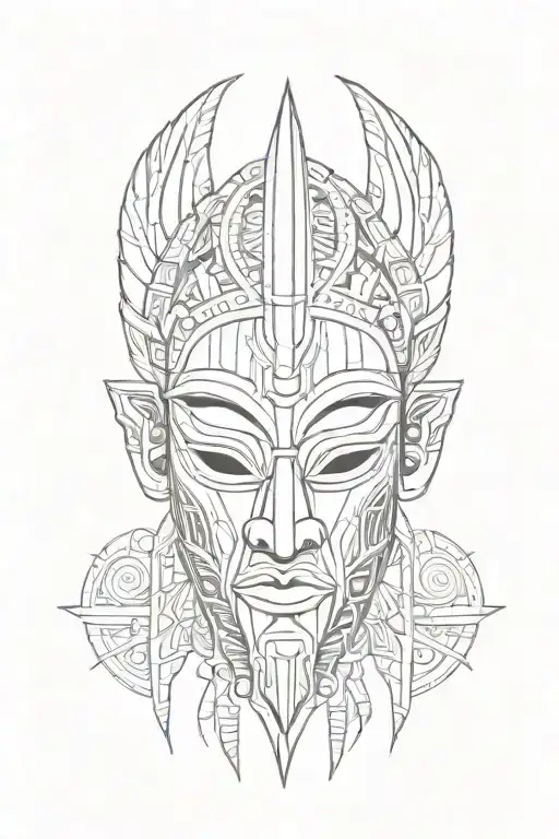African tribal mask tattoo design idea
